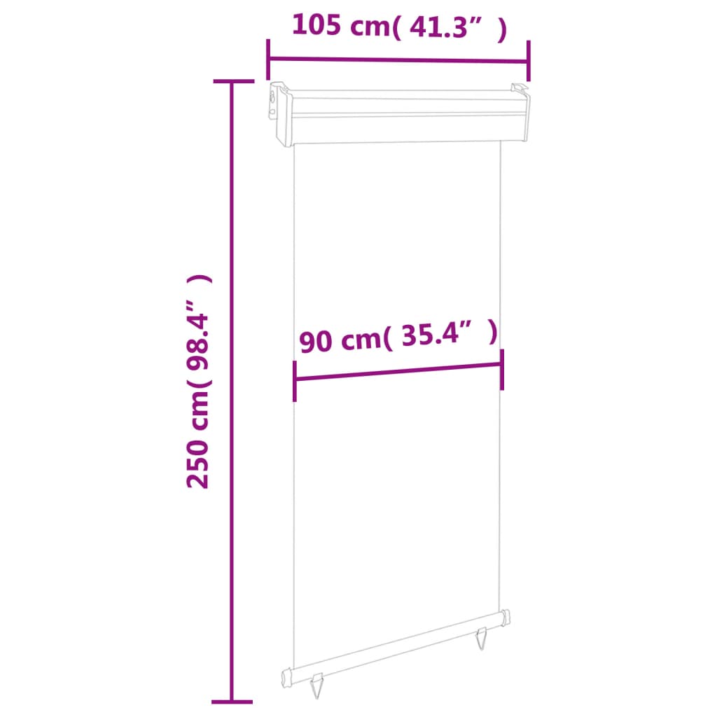 Tendalino Laterale per Balcone 105x250 cm Grigio - homemem39