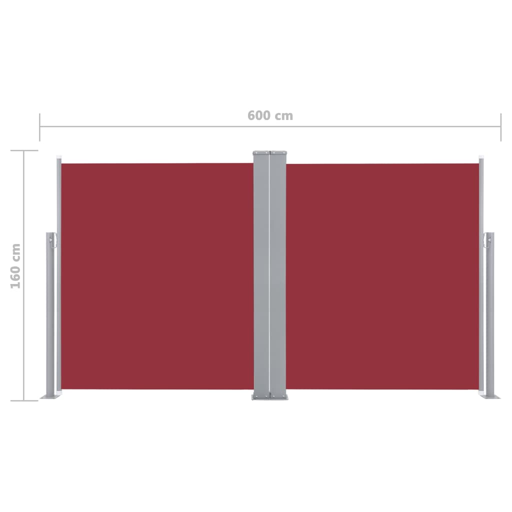 Tenda da Sole Laterale Retrattile Rossa 160x600 cm - homemem39