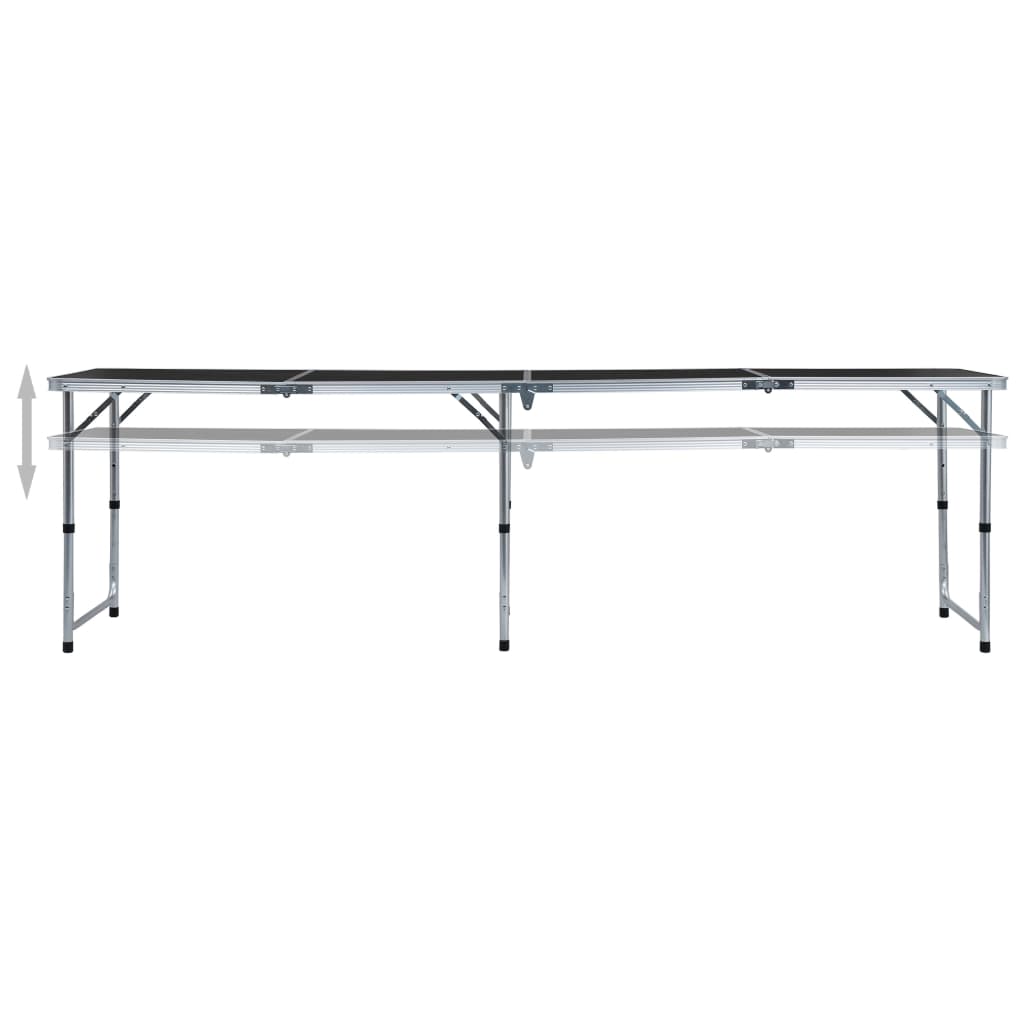 Tavolo da Campeggio Pieghevole in Alluminio Grigio 240x60 cm - homemem39