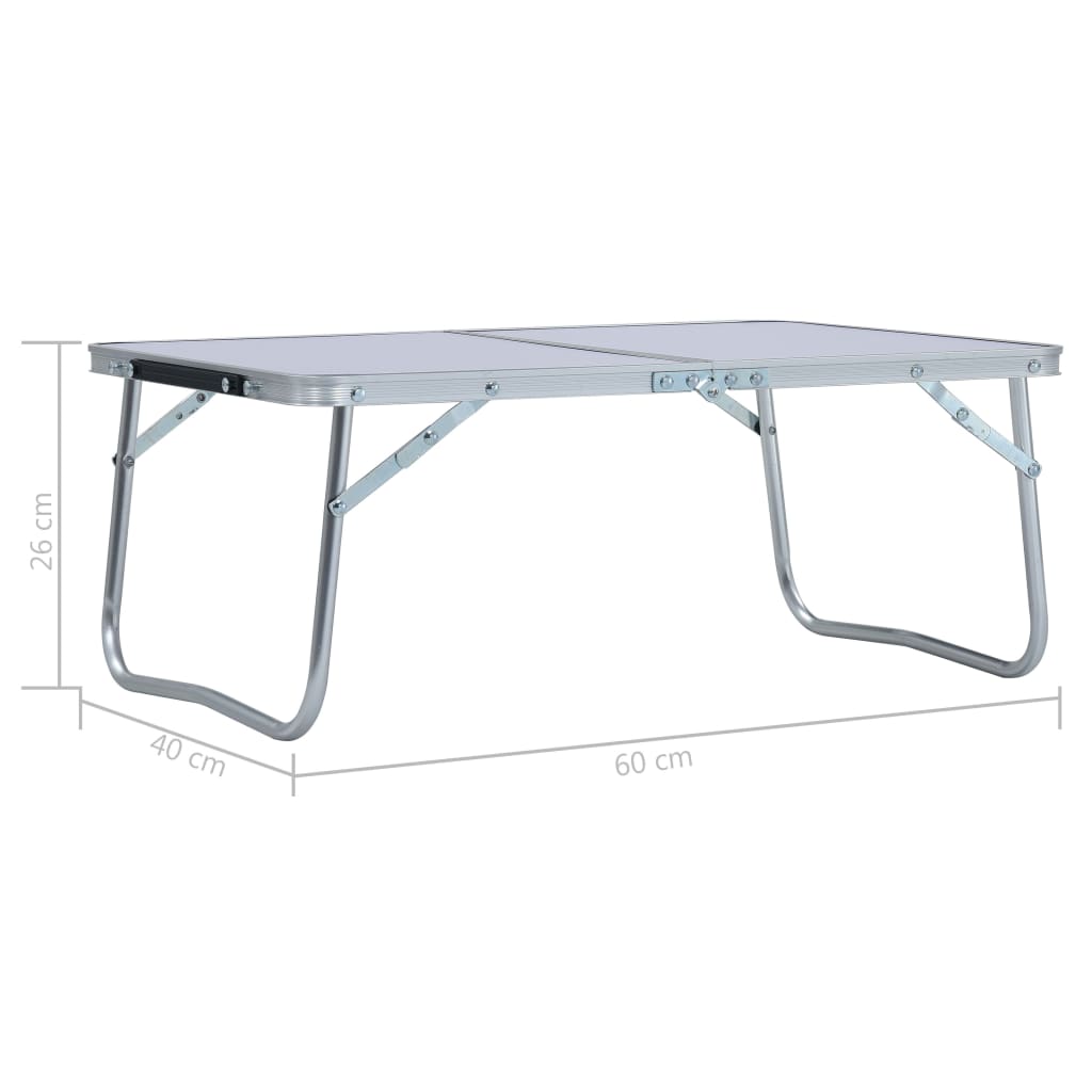 Tavolo Pieghevole da Campeggio Bianco in Alluminio 60x40cm - homemem39