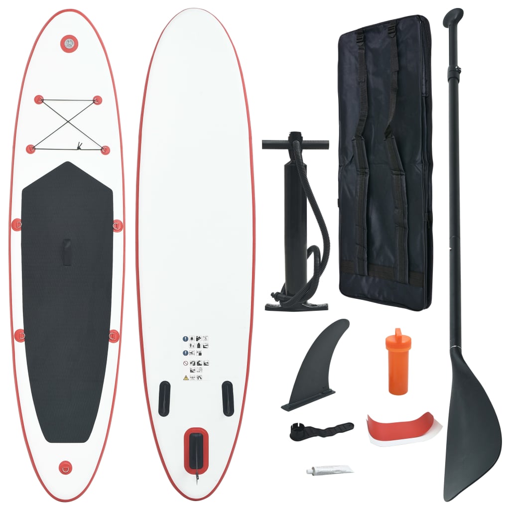 Set Tavola da SUP e Surf Gonfiabile Rosso e Bianco - homemem39