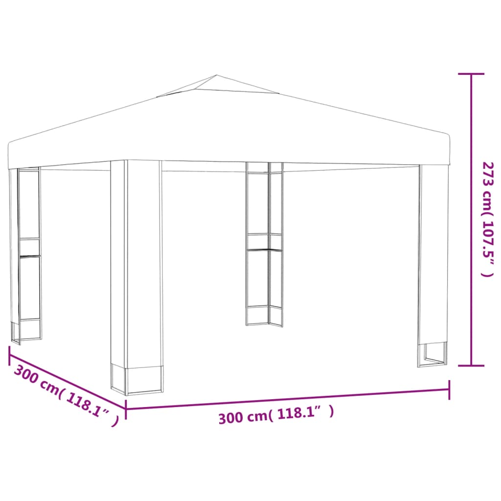 Gazebo con Tetto Doppio 3 x 3 m Bianco - homemem39