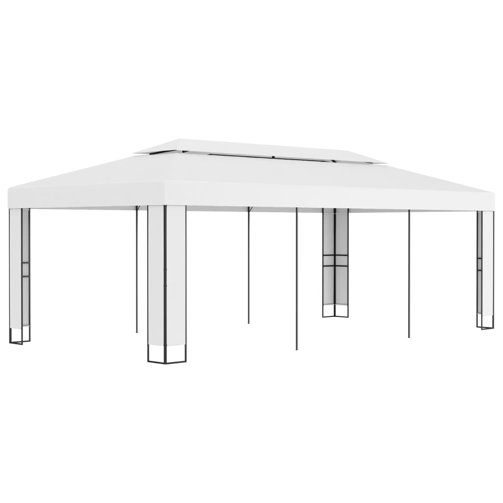 Gazebo con Tetto Doppio 3 x 6 m Bianco - homemem39