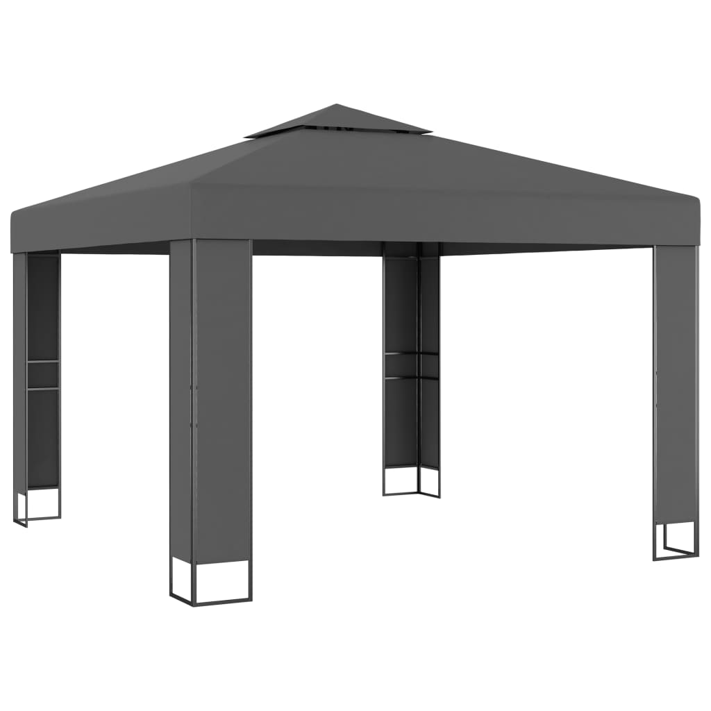 Gazebo con Tetto Doppio 3x3 m Antracite - homemem39