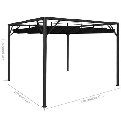 Gazebo da Giardino con Tetto a Scomparsa 3x3 m Antracite - homemem39