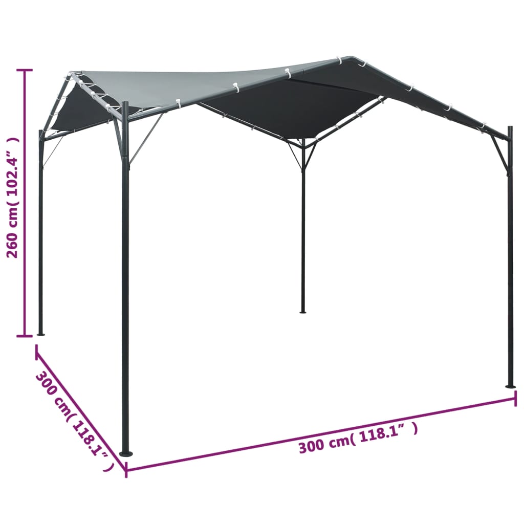 Gazebo Padiglione Tenda Tettoia 3x3 m Acciaio Antracite - homemem39