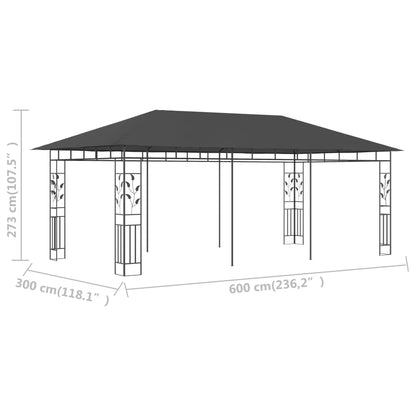 Gazebo con Zanzariera 6x3x2,73 m Antracite - homemem39