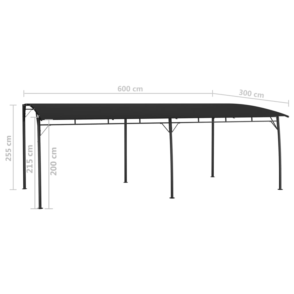 Tenda Parasole da Giardino 6x3x2,55 m Antracite - homemem39