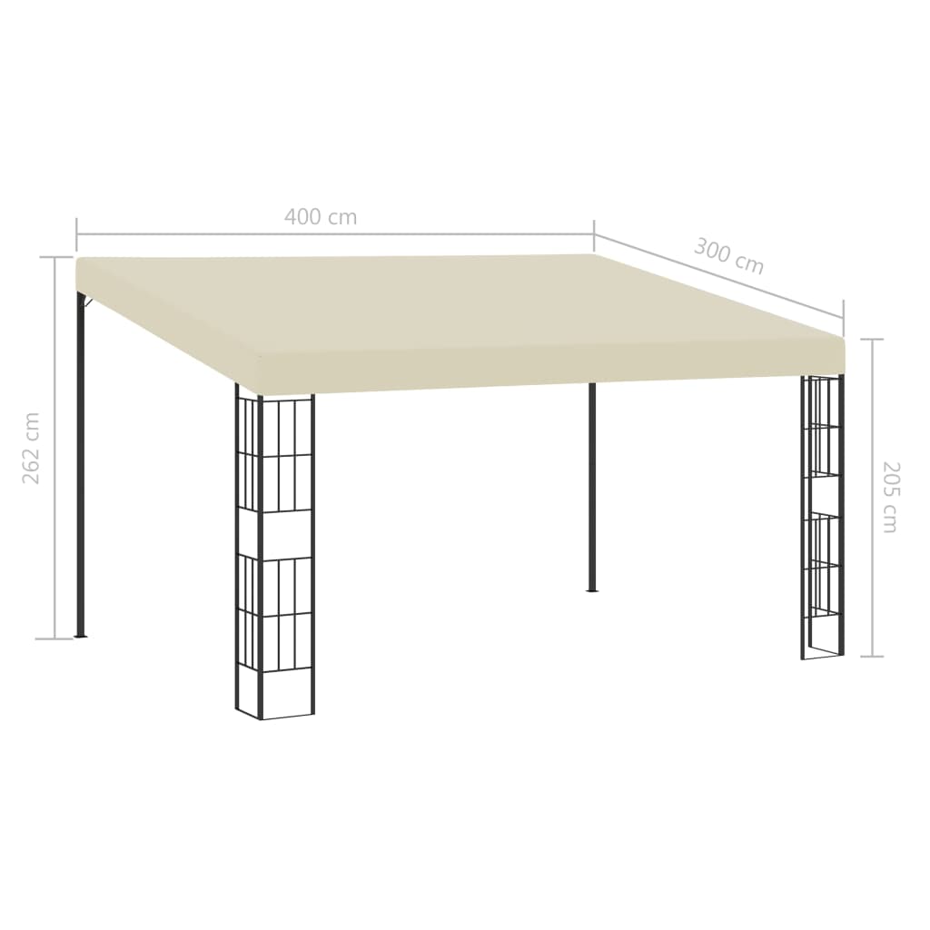 Gazebo a Parete 3x4 m Crema in Tessuto - homemem39