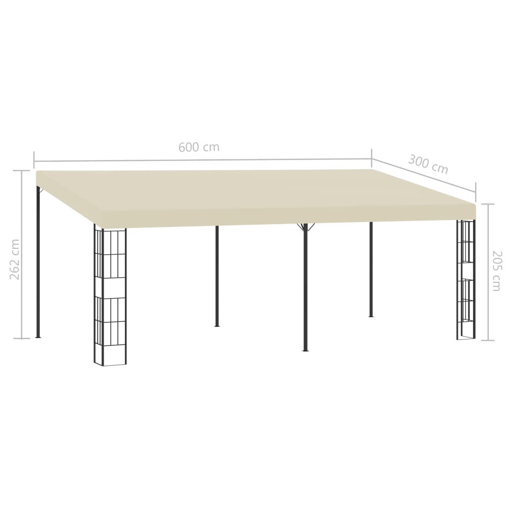 Gazebo a Parete 3x6 m Crema in Tessuto - homemem39