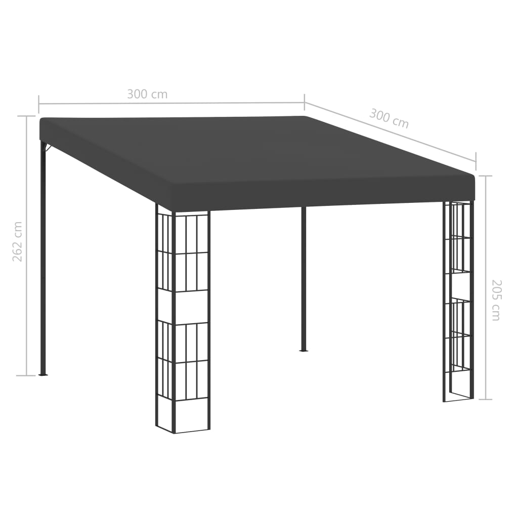 Gazebo a Parete 3x3 m Antracite in Tessuto - homemem39