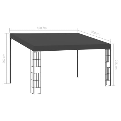 Gazebo a Parete 3x4 m Antracite in Tessuto - homemem39