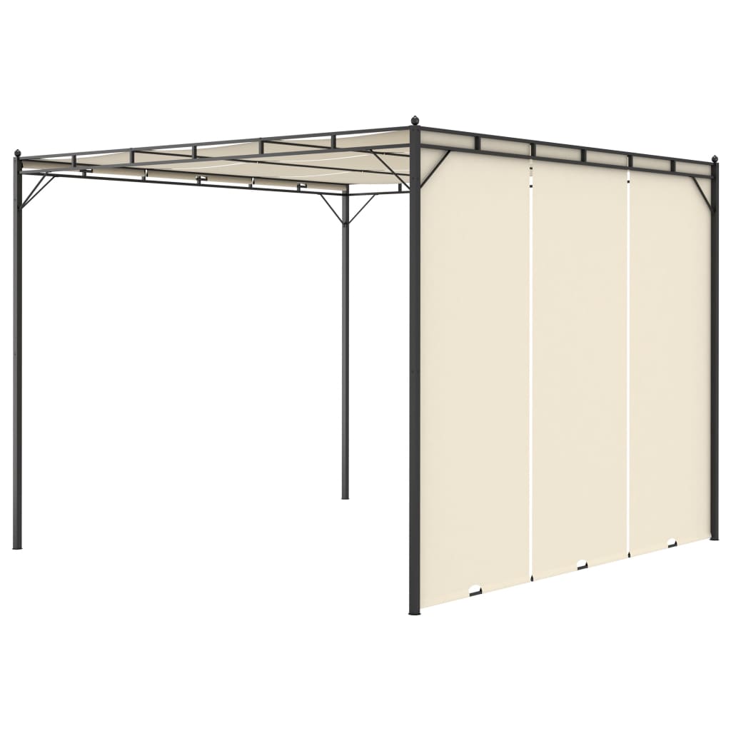 Gazebo da Giardino con Tenda Laterale 3x3x2,25m Crema - homemem39