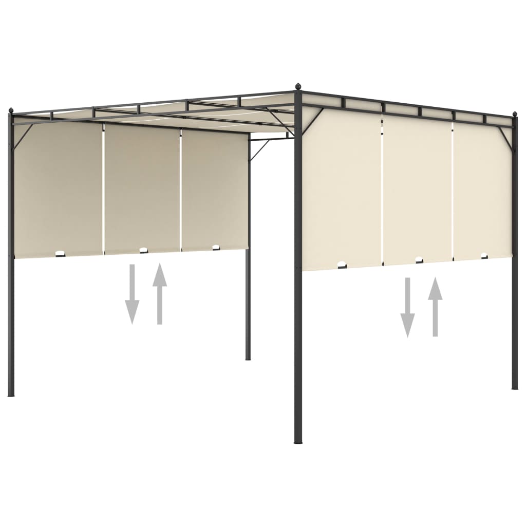 Gazebo da Giardino con Tenda Laterale 3x3x2,25m Crema - homemem39