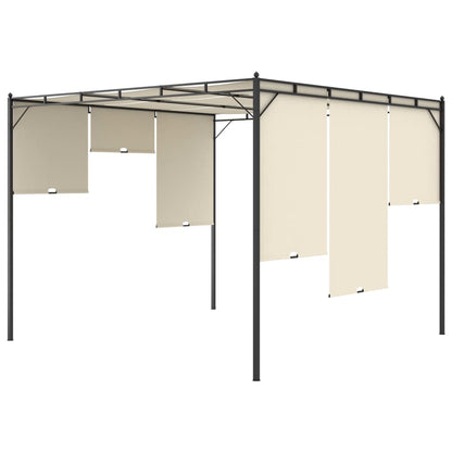 Gazebo da Giardino con Tenda Laterale 3x3x2,25m Crema - homemem39