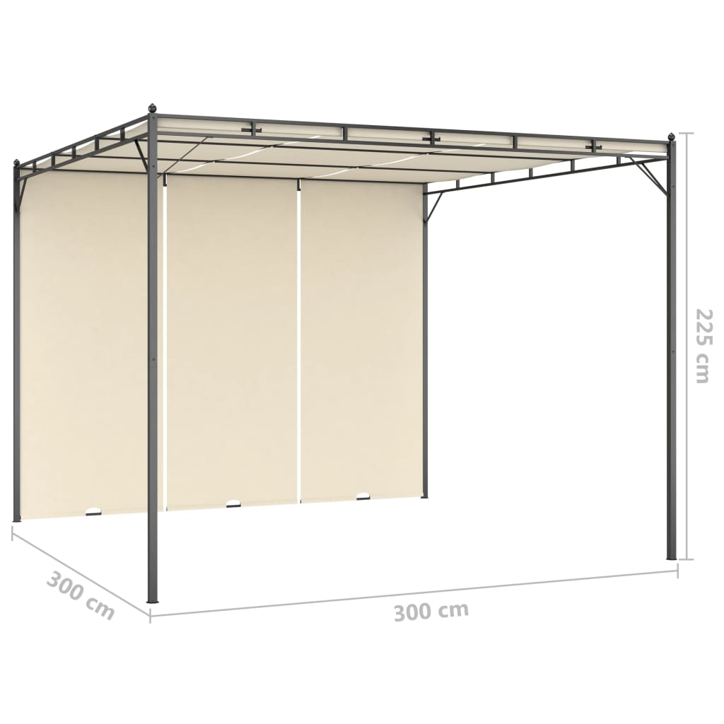 Gazebo da Giardino con Tenda Laterale 3x3x2,25m Crema - homemem39