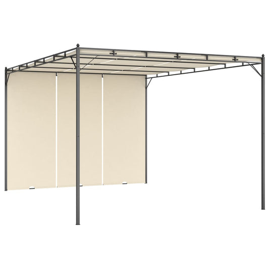 Gazebo da Giardino con Tenda Laterale 4x3x2,25 m Crema - homemem39