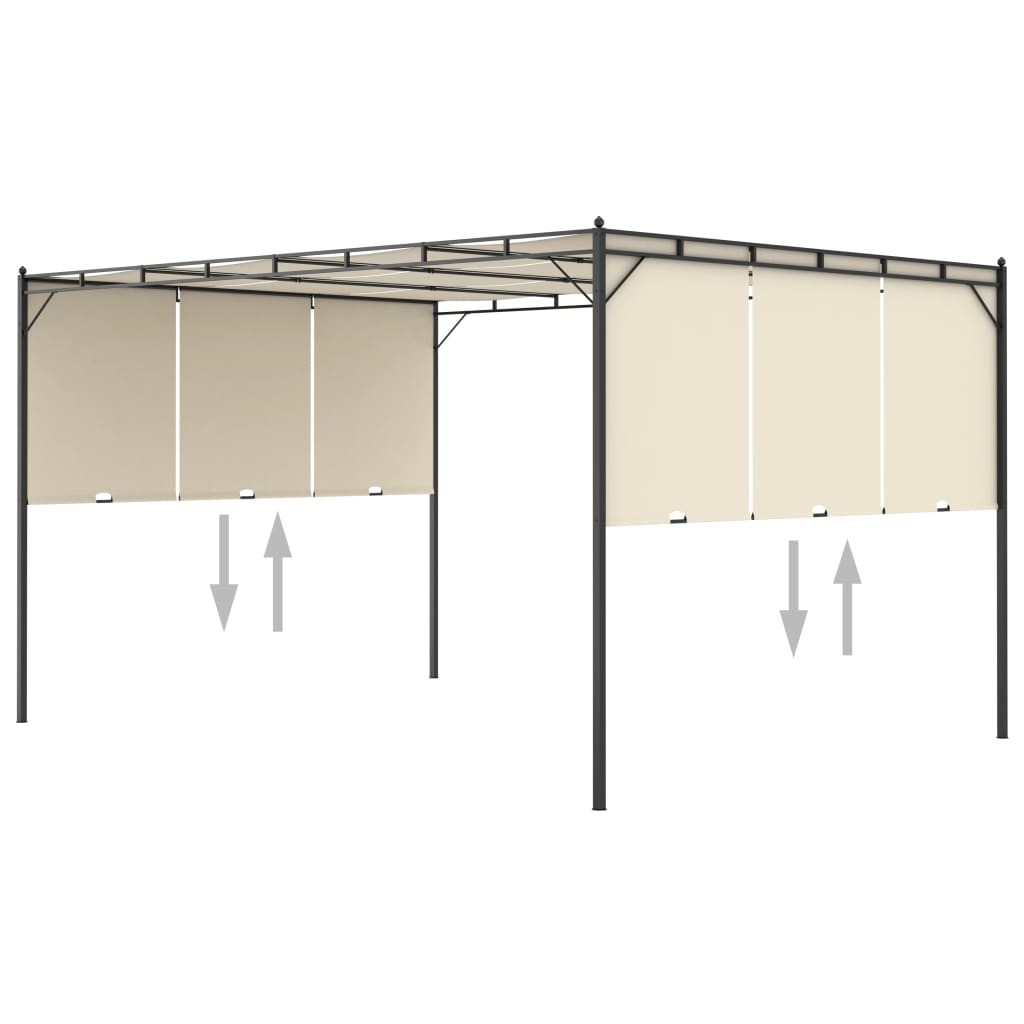 Gazebo da Giardino con Tenda Laterale 4x3x2,25 m Crema - homemem39