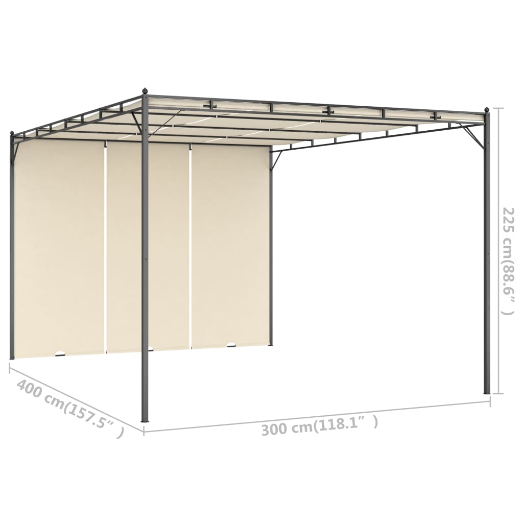 Gazebo da Giardino con Tenda Laterale 4x3x2,25 m Crema - homemem39