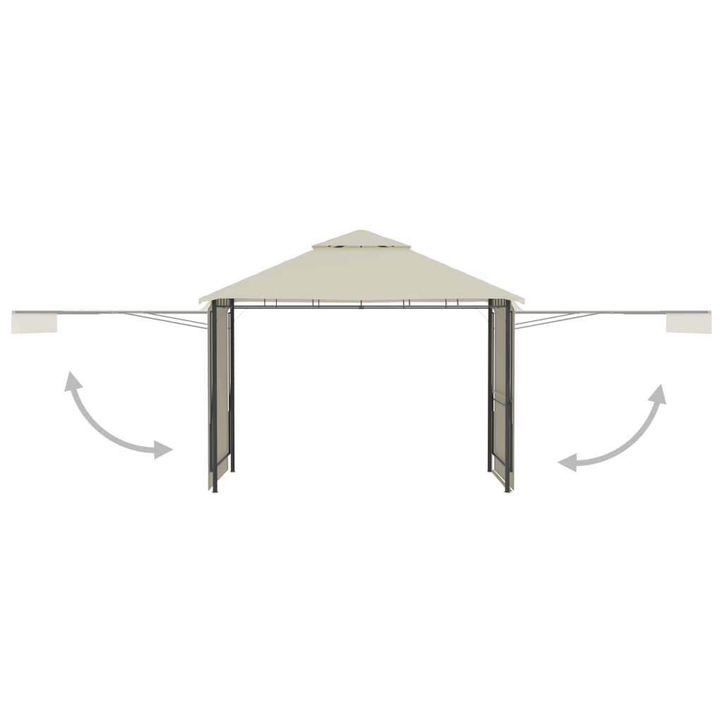 Gazebo con Tetto Doppio Estendibile 3x3x2,75 m Crema 180 g/m² - homemem39