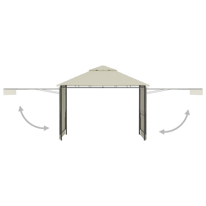 Gazebo con Tetto Doppio Estendibile 3x3x2,75 m Crema 180 g/m² - homemem39