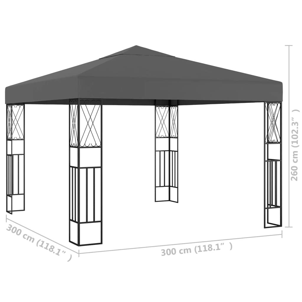 Gazebo 3x3 m Antracite in Tessuto - homemem39