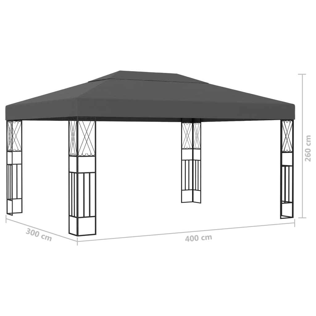 Gazebo 3x4 m Antracite in Tessuto - homemem39