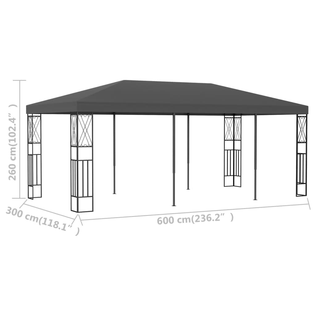 Gazebo 3x6 m Antracite in Tessuto - homemem39