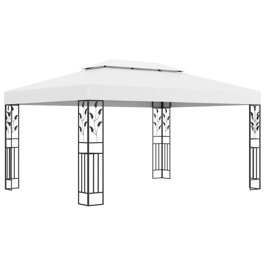 Gazebo con Tetto Doppio 3x4 m Bianco - homemem39