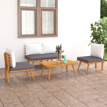 Set Divani da Giardino 4 pz con Cuscini in Massello di Acacia - homemem39