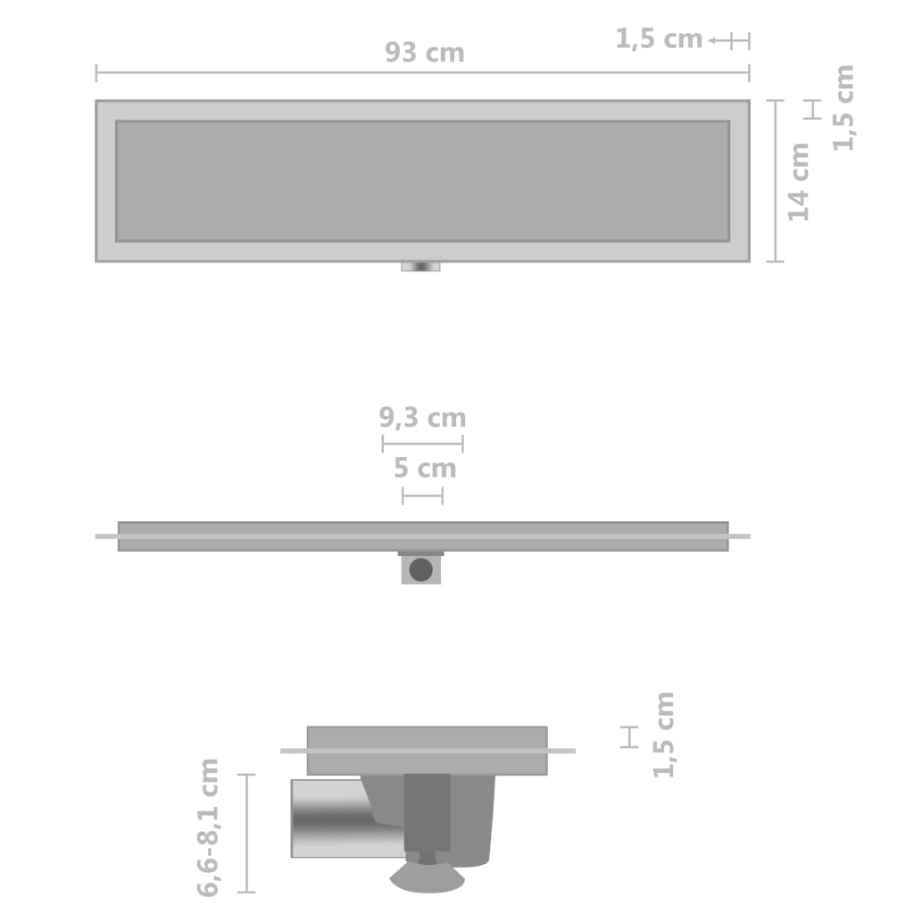 Scarico Doccia 2-in-1 con Copertura 93x14 cm in Acciaio Inox - homemem39