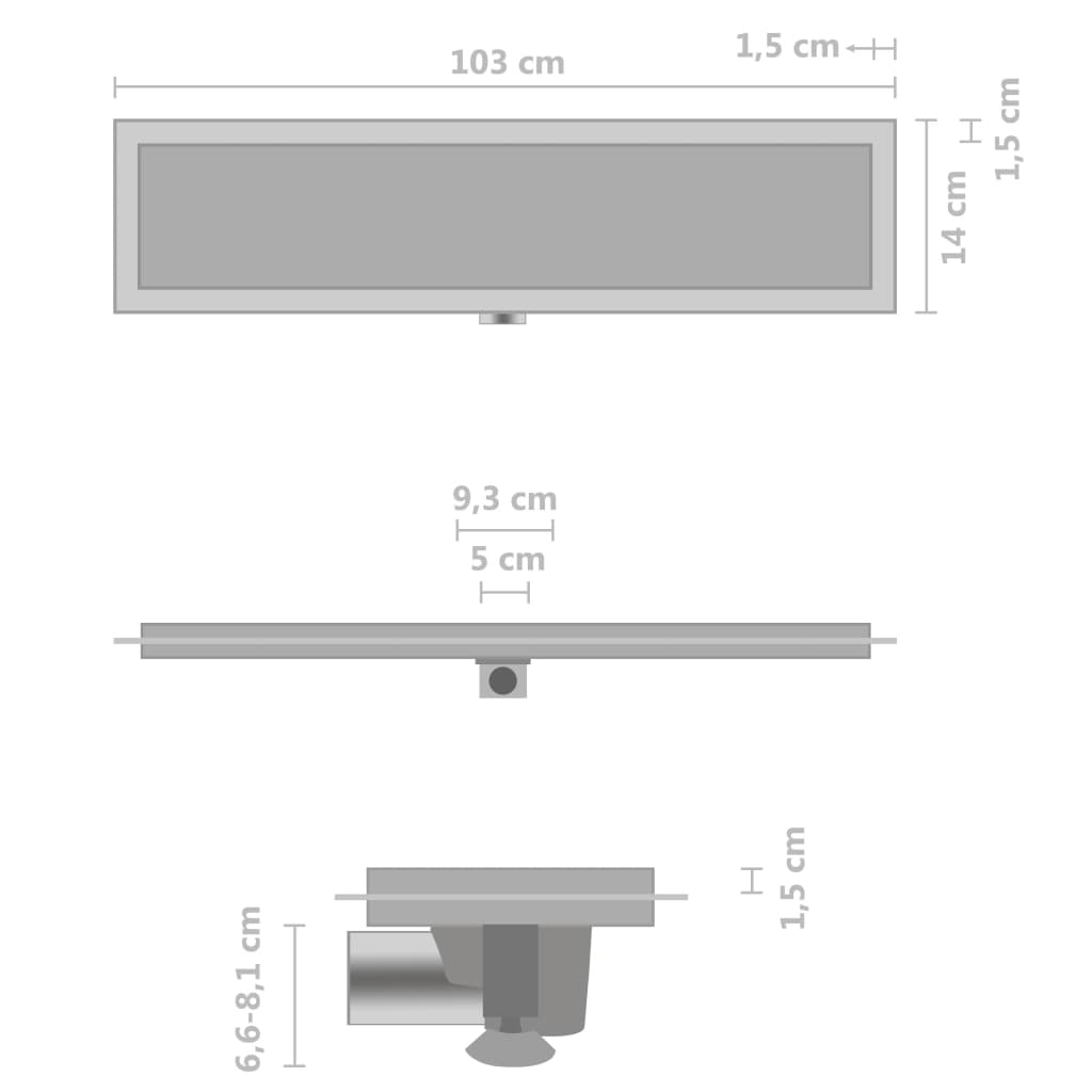 Scarico Doccia 2-in-1 con Copertura 103x14 cm in Acciaio Inox - homemem39