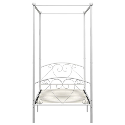 Letto a Baldacchino Bianco in Metallo 100x200 cm - homemem39