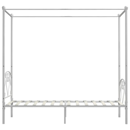 Letto a Baldacchino Bianco in Metallo 100x200 cm - homemem39