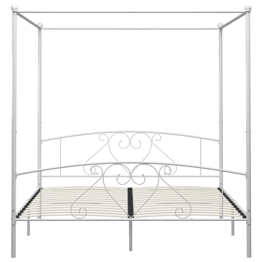 Letto a Baldacchino Bianco in Metallo 180x200 cm - homemem39