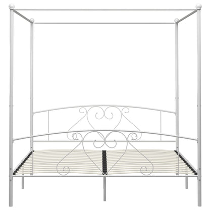 Letto a Baldacchino Bianco in Metallo 180x200 cm - homemem39