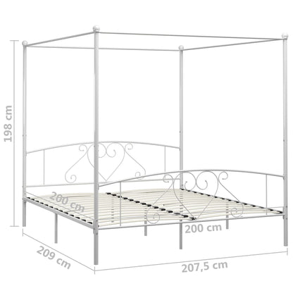 Letto a Baldacchino Bianco in Metallo 200x200 cm - homemem39