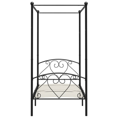 Letto a Baldacchino Nero in Metallo 90x200 cm - homemem39