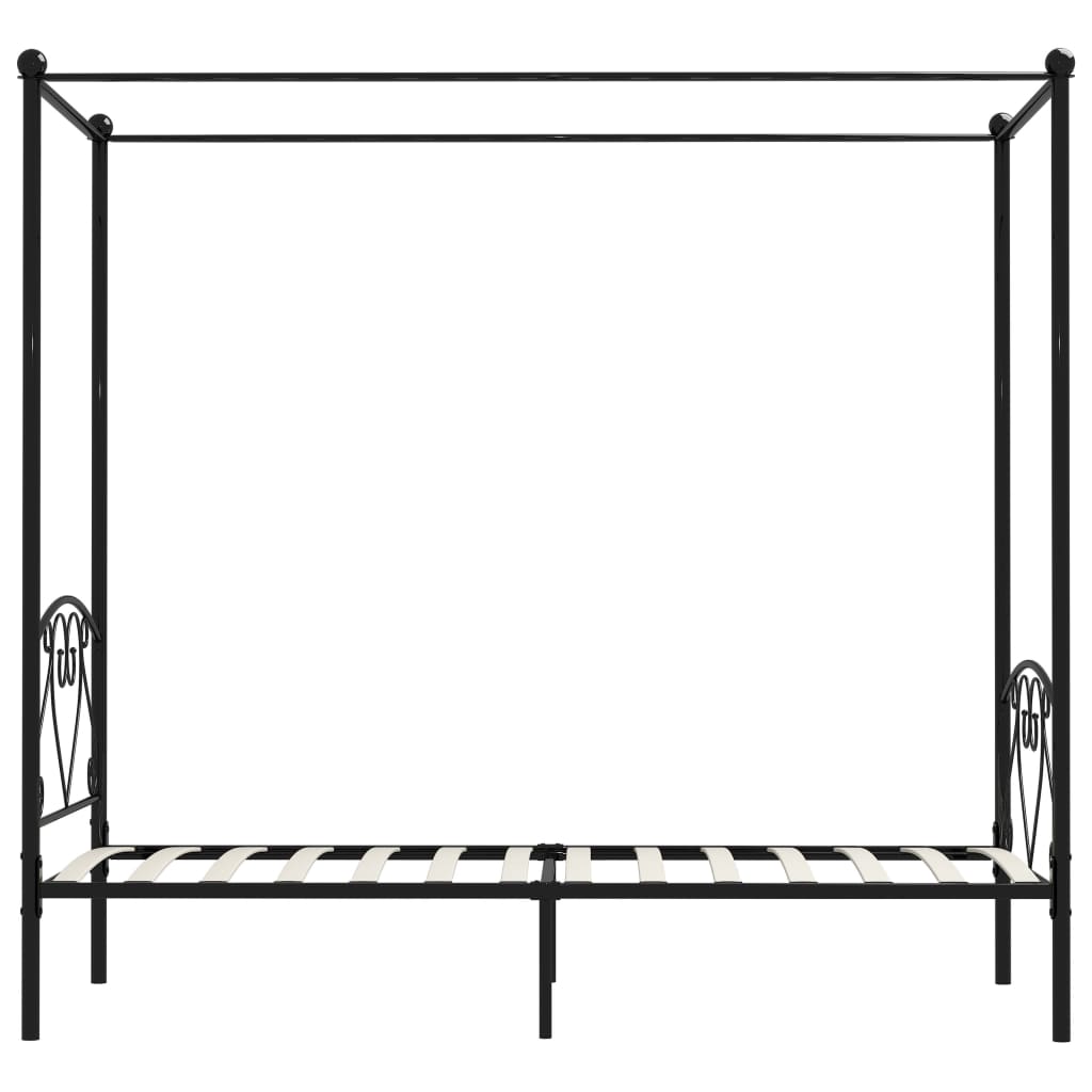 Letto a Baldacchino Nero in Metallo 100x200 cm - homemem39