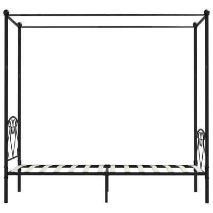 Letto a Baldacchino Nero in Metallo 100x200 cm - homemem39