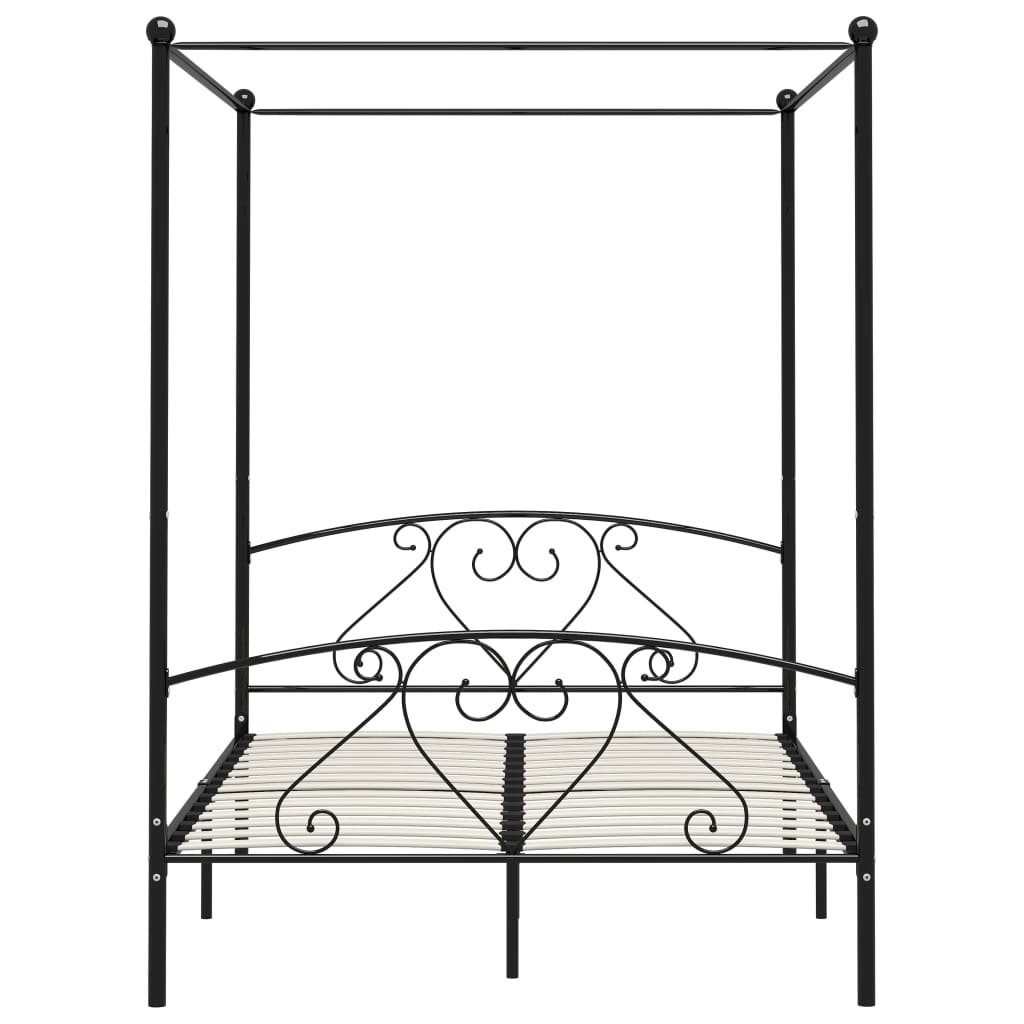 Letto a Baldacchino Nero in Metallo 140x200 cm - homemem39