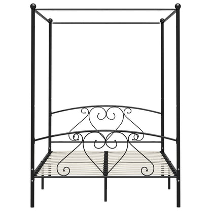 Letto a Baldacchino Nero in Metallo 160x200 cm - homemem39