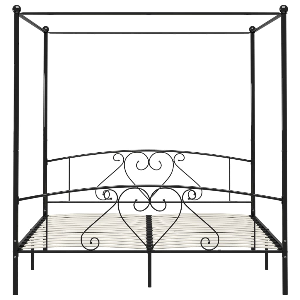 Letto a Baldacchino Nero in Metallo 180x200 cm - homemem39