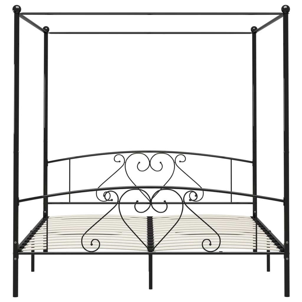 Letto a Baldacchino Nero in Metallo 200x200 cm - homemem39