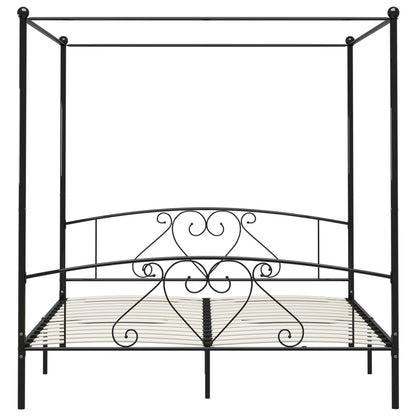 Letto a Baldacchino Nero in Metallo 200x200 cm - homemem39