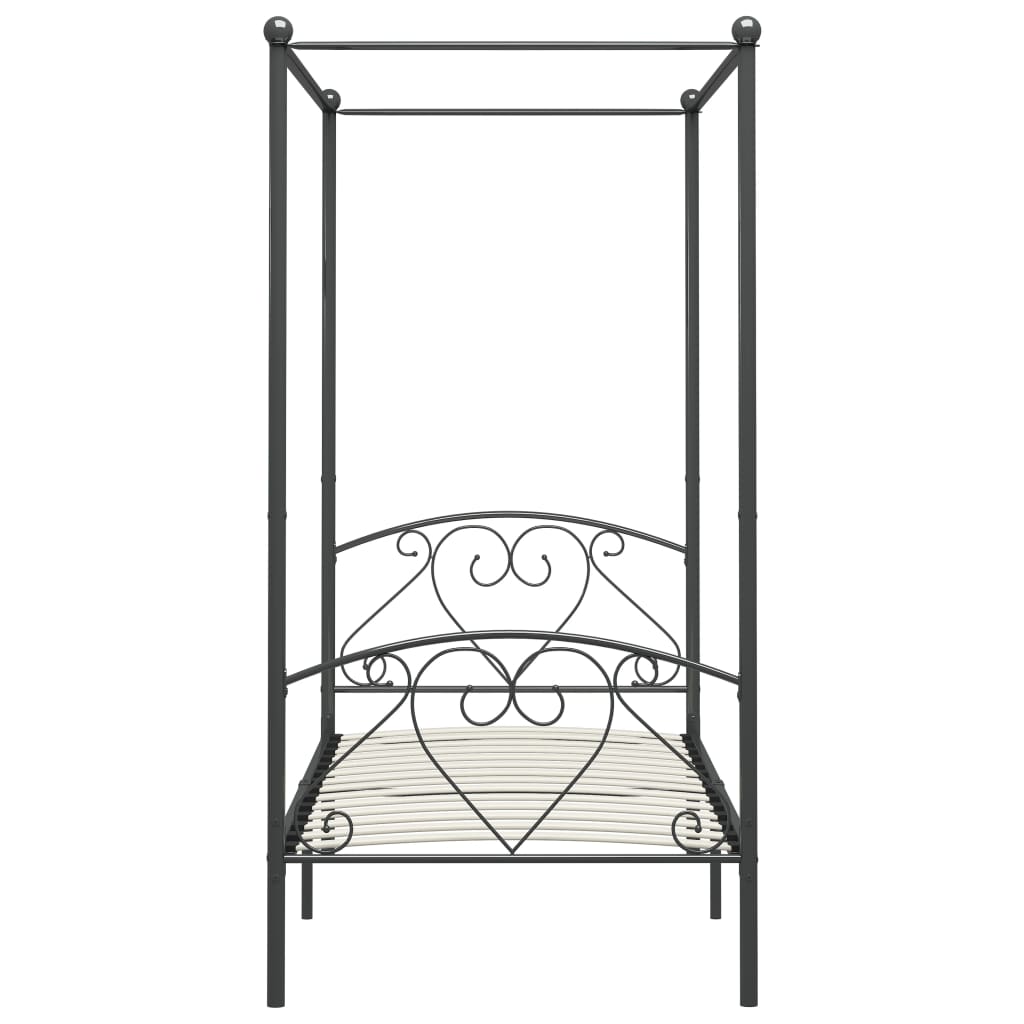 Letto a Baldacchino Grigio in Metallo 90x200 cm - homemem39