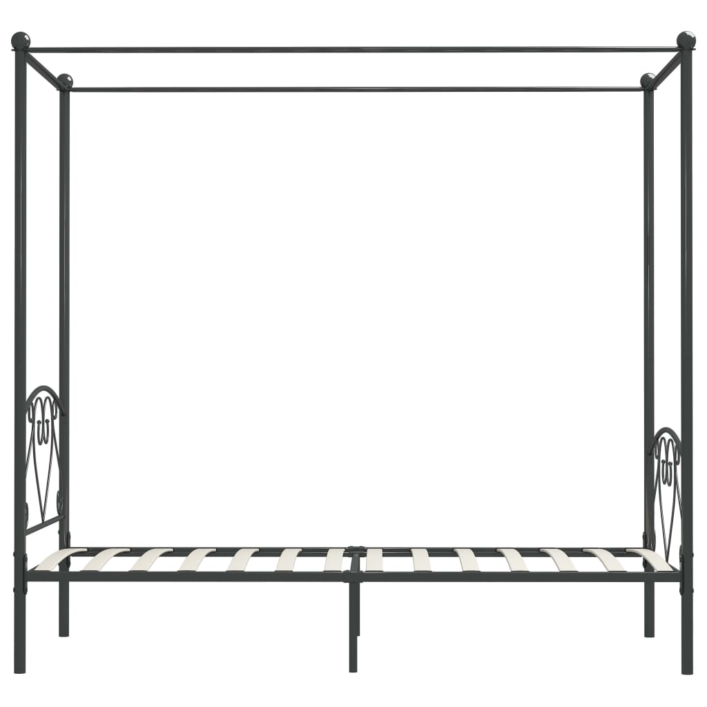 Letto a Baldacchino Grigio in Metallo 90x200 cm - homemem39