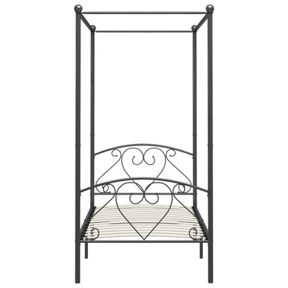 Letto a Baldacchino Grigio in Metallo 100x200 cm - homemem39