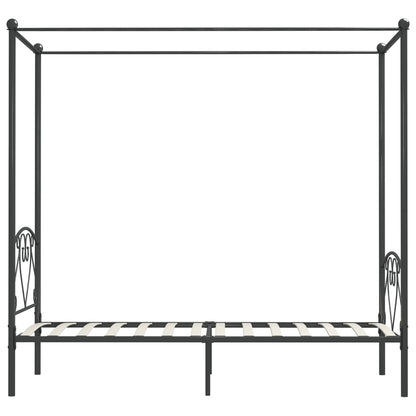 Letto a Baldacchino Grigio in Metallo 100x200 cm - homemem39