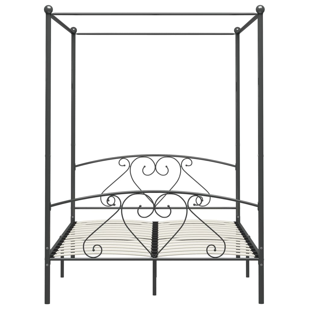 Letto a Baldacchino Grigio in Metallo 140x200 cm - homemem39